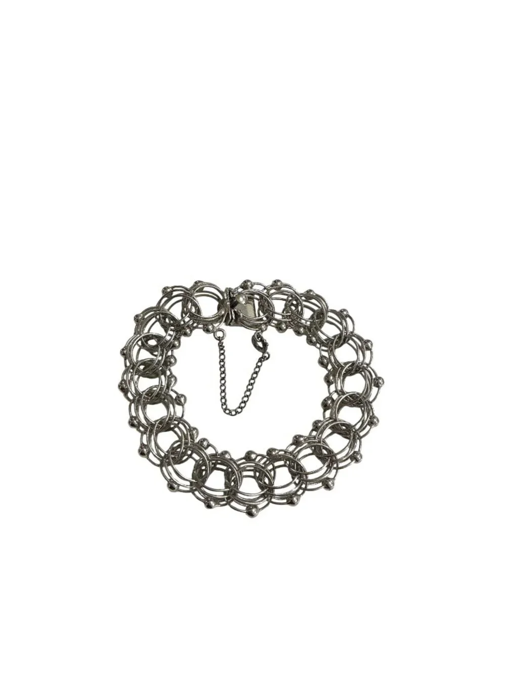 Vintage Rare  Sterling Silver Chain Mail  Bold Statement Bracelet  Safety Chain